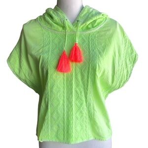 Lace Neon Green Top with Bright Orange Tassels